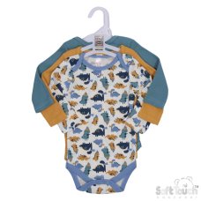 BG317: 3 Pack Long Sleeve Thermal Bodysuits (0-9 Months)